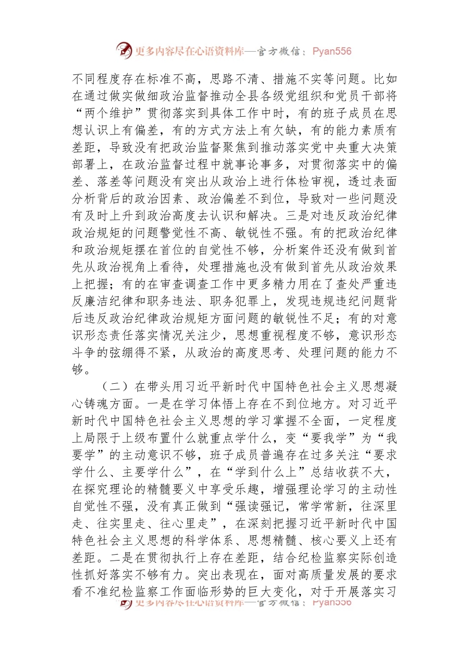 某县纪委监委领导班子2022年度专题民主生活会对照检查材料.docx_第2页