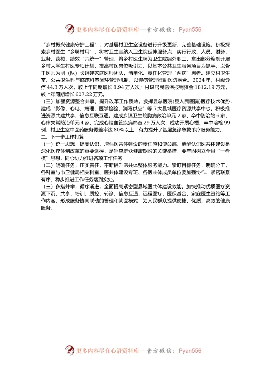 某县2024年推进紧密型县域医共体建设改革工作总结.docx_第2页