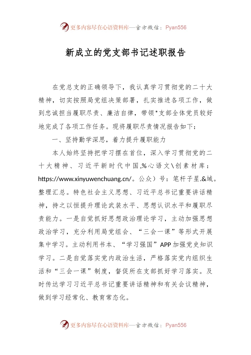 新成立的党支部书记述职报告.docx_第1页