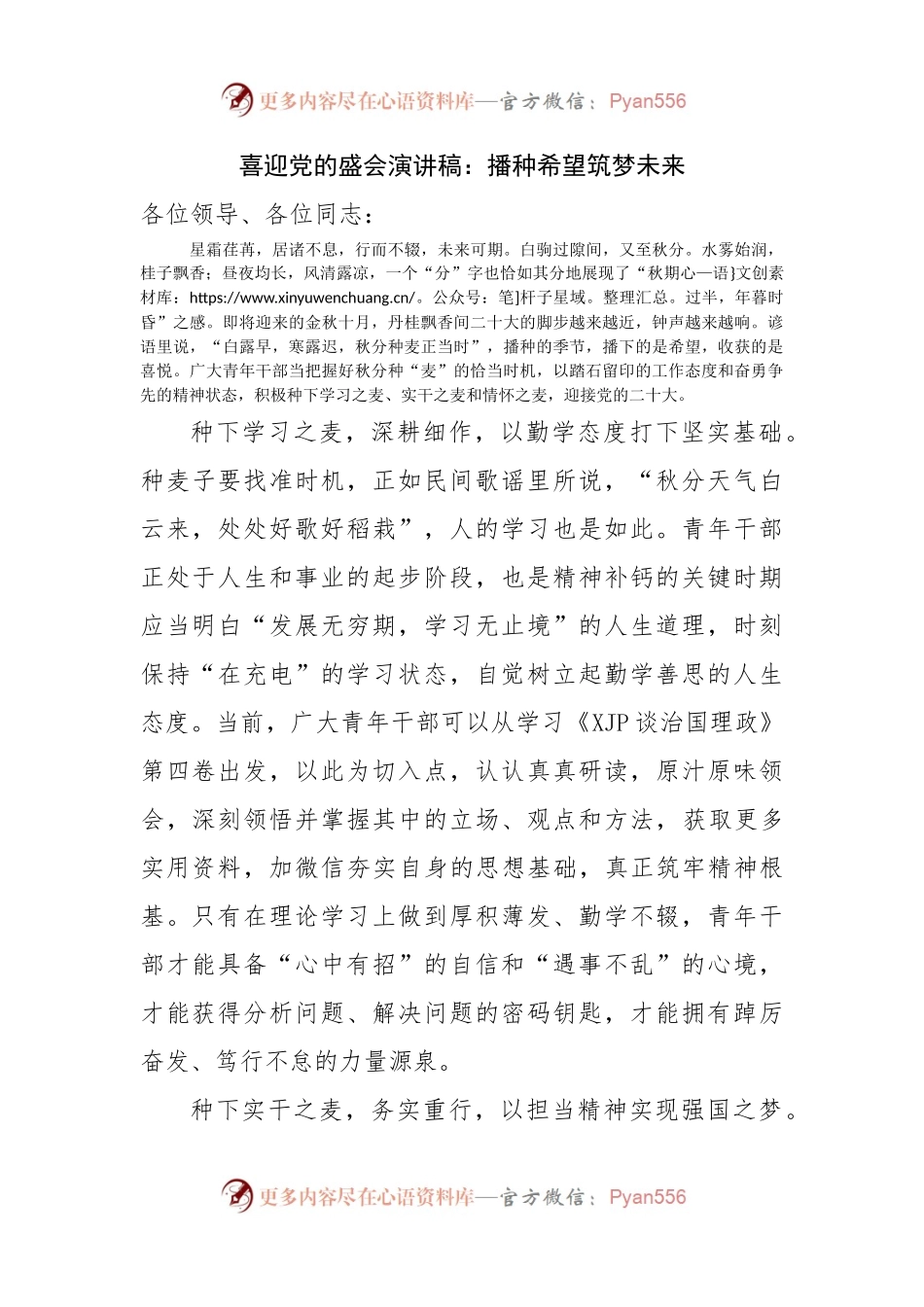 演讲稿：播种希望筑梦未来.docx_第1页