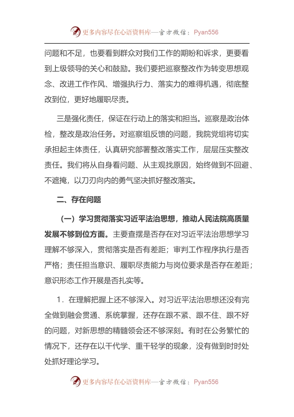 法院院长巡察整改专题民主生活会个人对照检查材料.docx_第2页