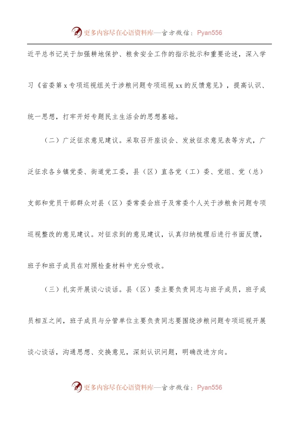 涉粮问题专项巡视巡察整改专题民主生活会方案[区县].docx_第2页