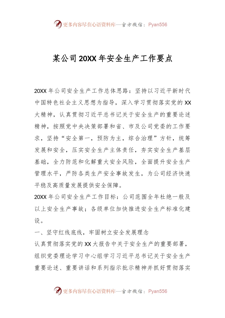 某公司20XX年安全生产工作要点.docx_第1页