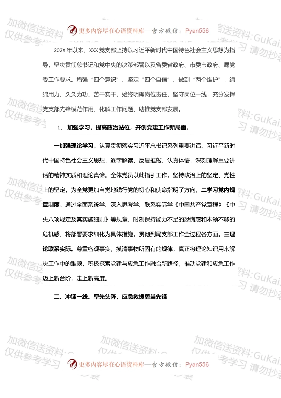 某应急局202X年党支部工作总结.docx_第1页