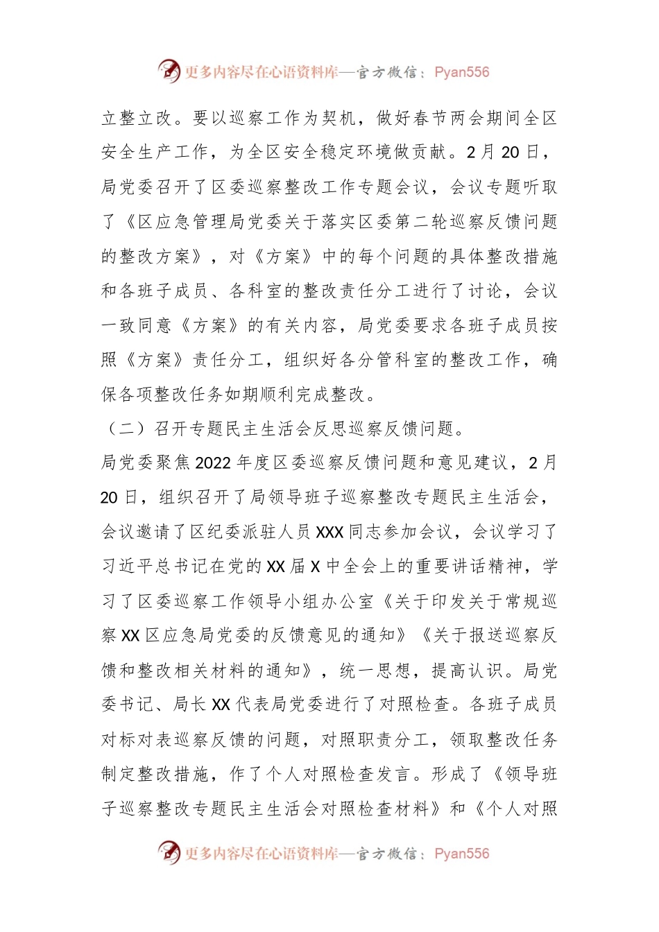 某区应急管理局党委关于巡察集中整改进展情况的报告.docx_第2页