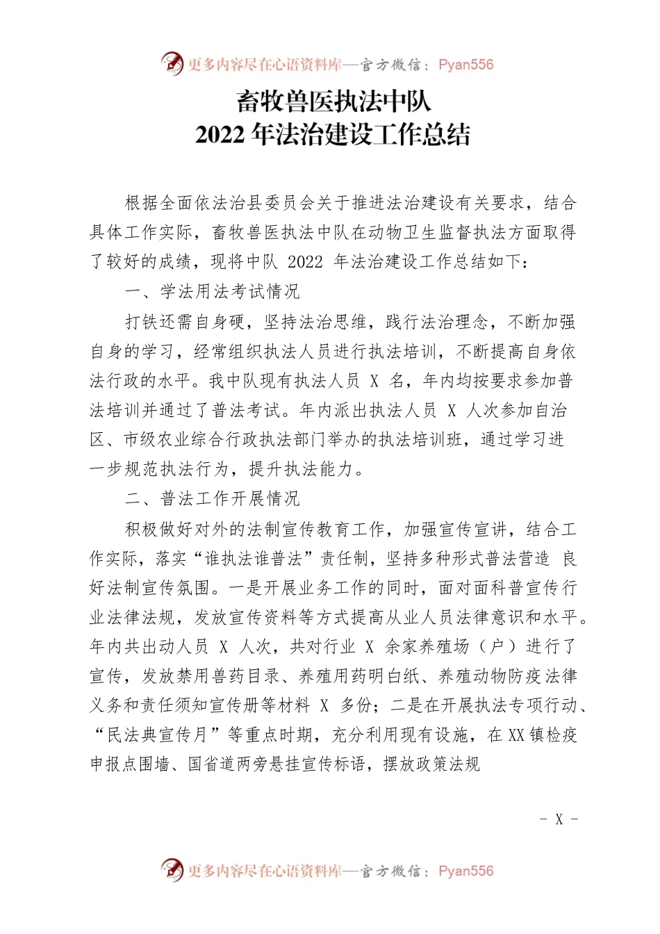 畜牧兽医执法中队2022年法治建设工作总结.docx_第1页