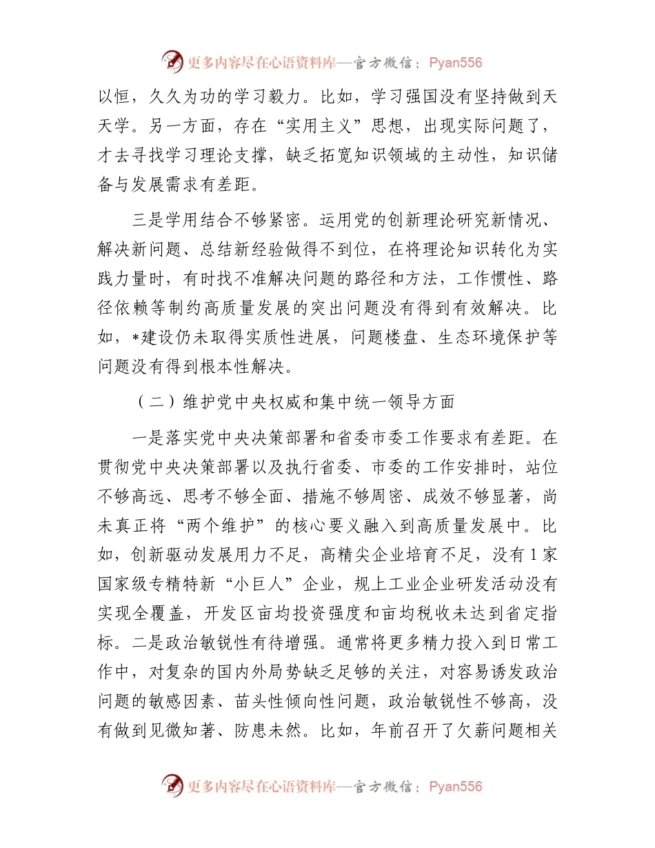 某区委副书记、区长2023年度专题民主生活会个人对照检视剖析发言提纲.docx_第2页