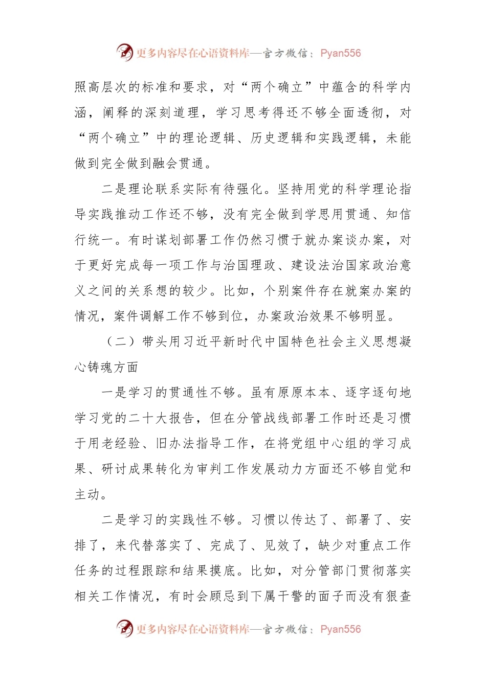 法院院长在本年度民主生活会对照检查情况汇报.docx_第2页