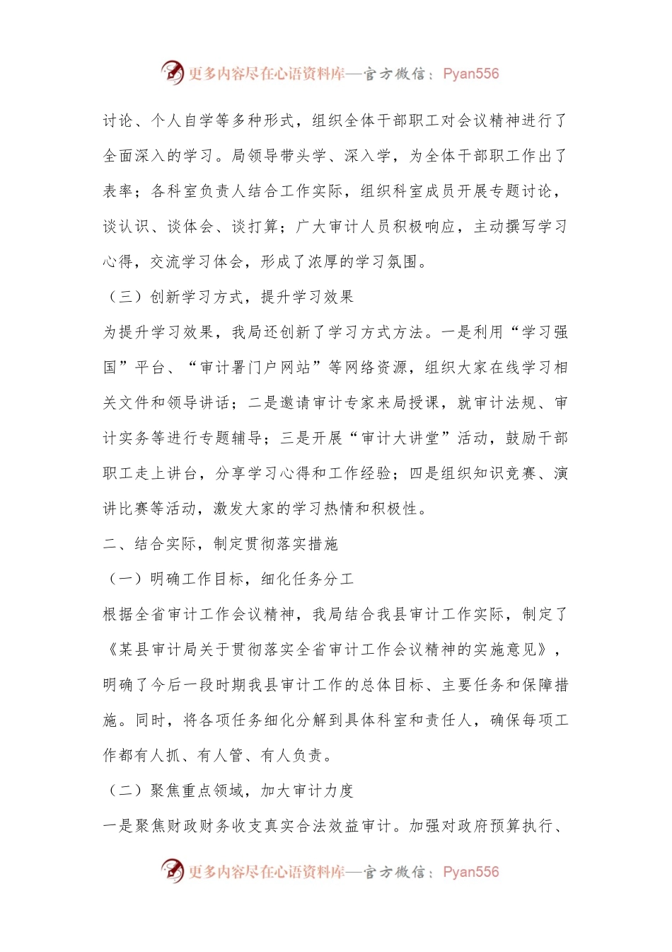 某县审计局学习贯彻全省审计工作会议精神情况汇报.docx_第2页