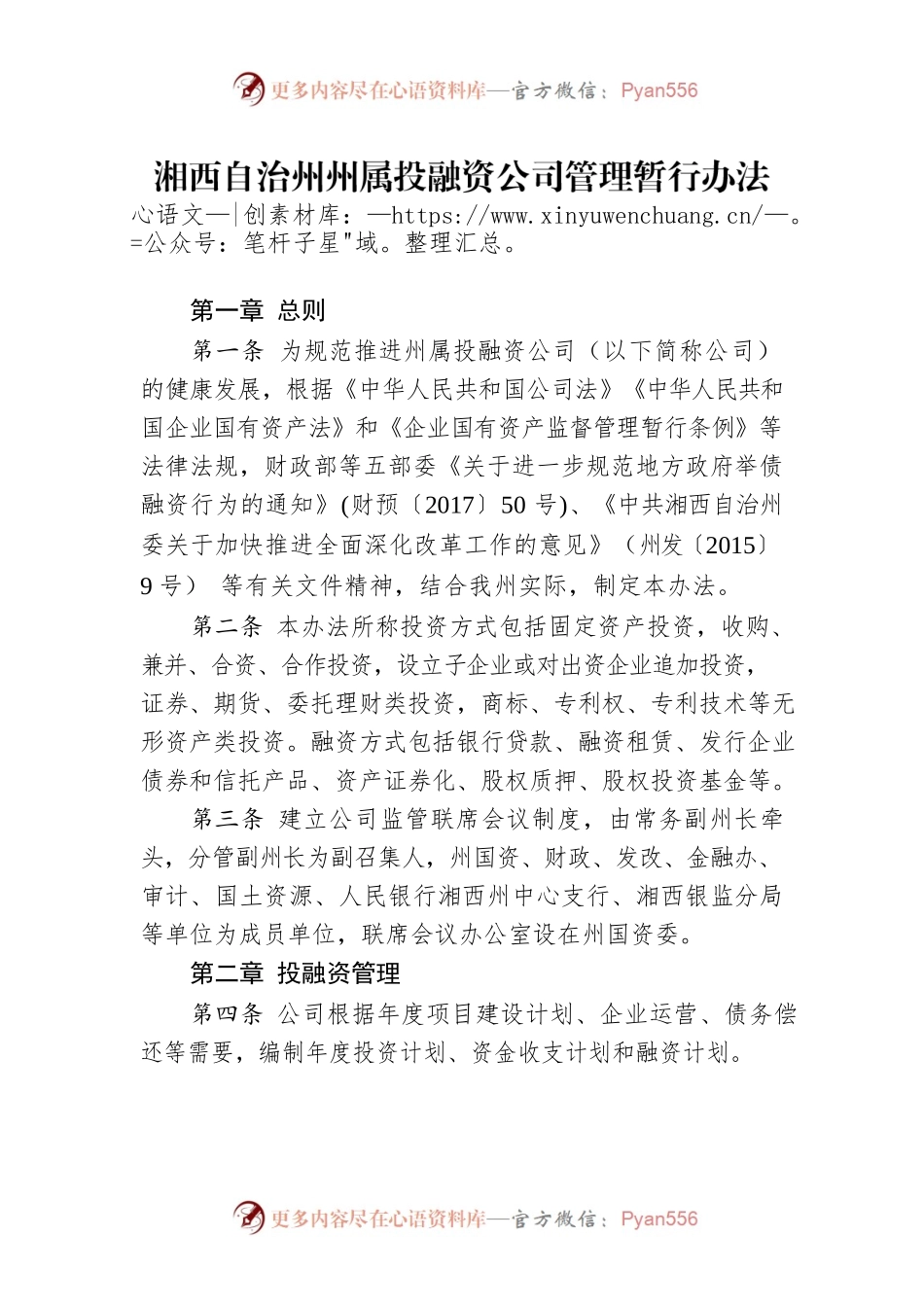 湘西自治州州属投融资公司管理暂行办法.docx_第1页