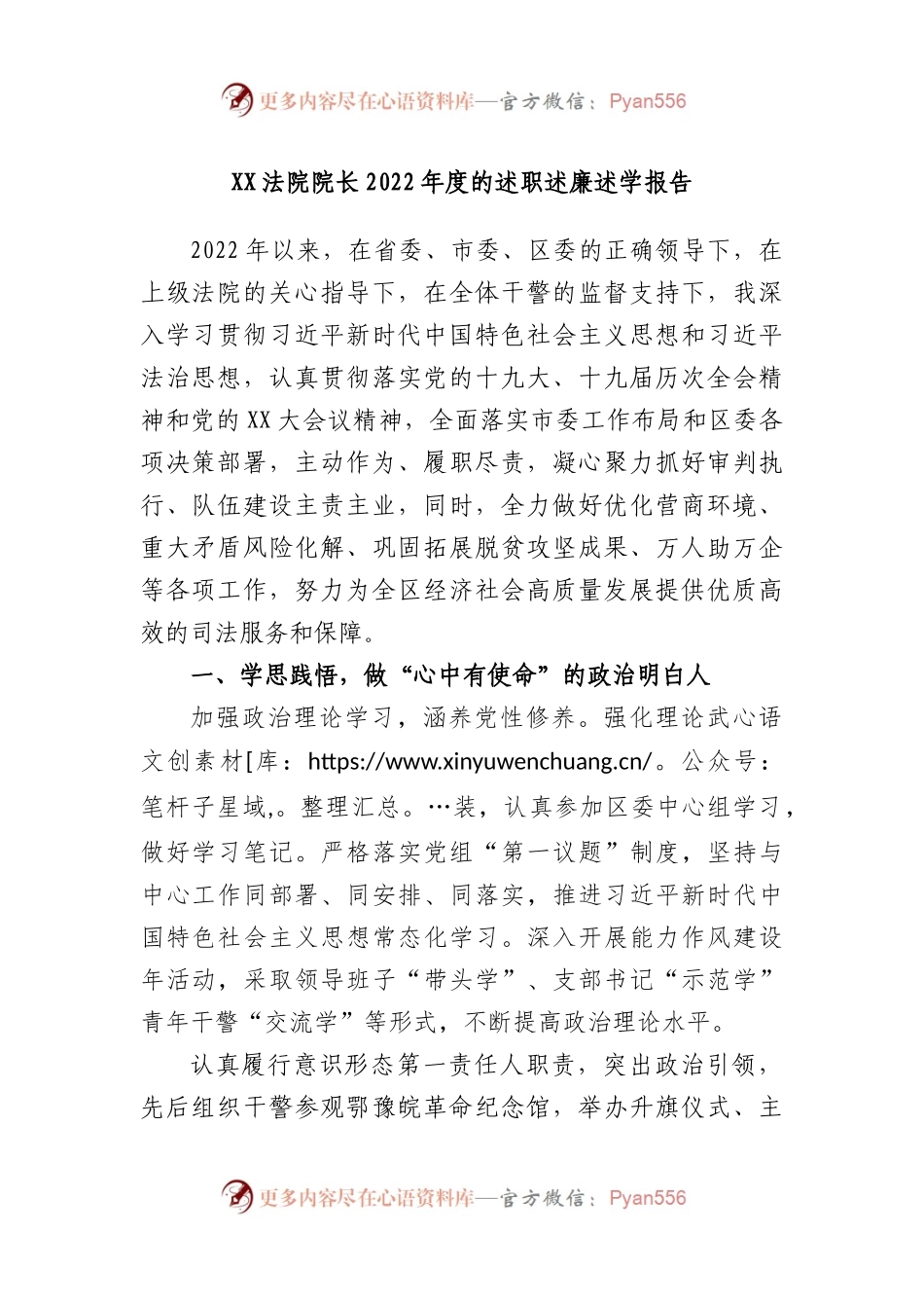 法院院长2022年度的述职述廉述学报告.docx_第1页