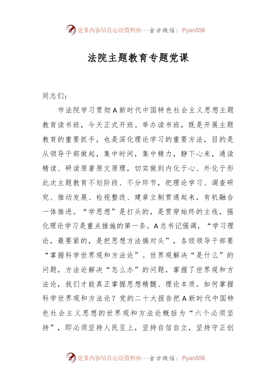 法院主题教育专题党课.docx_第1页