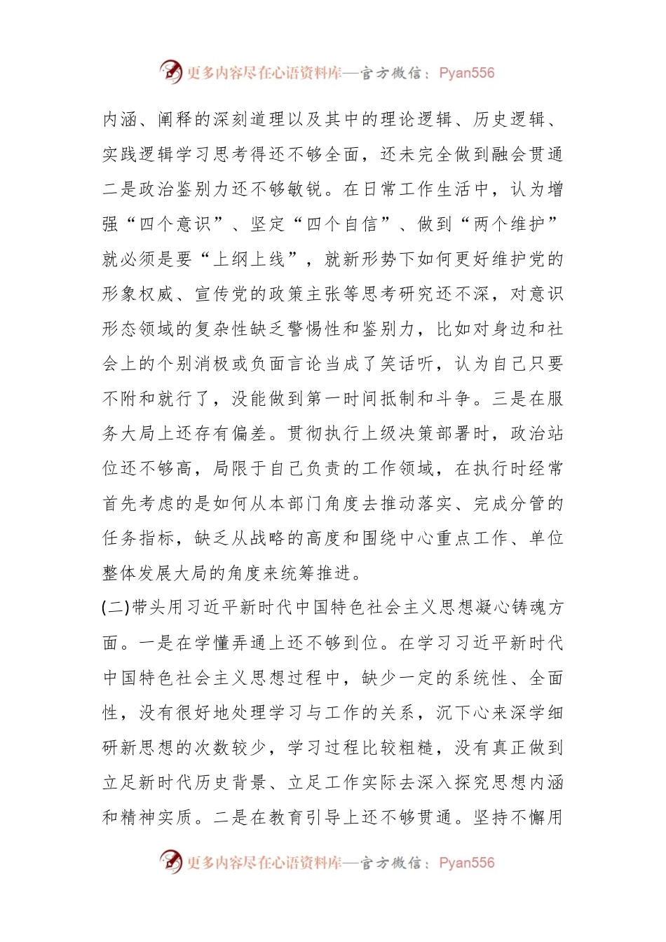 某县级部门副职上年度专题民主生活会对照检查材料.docx_第2页