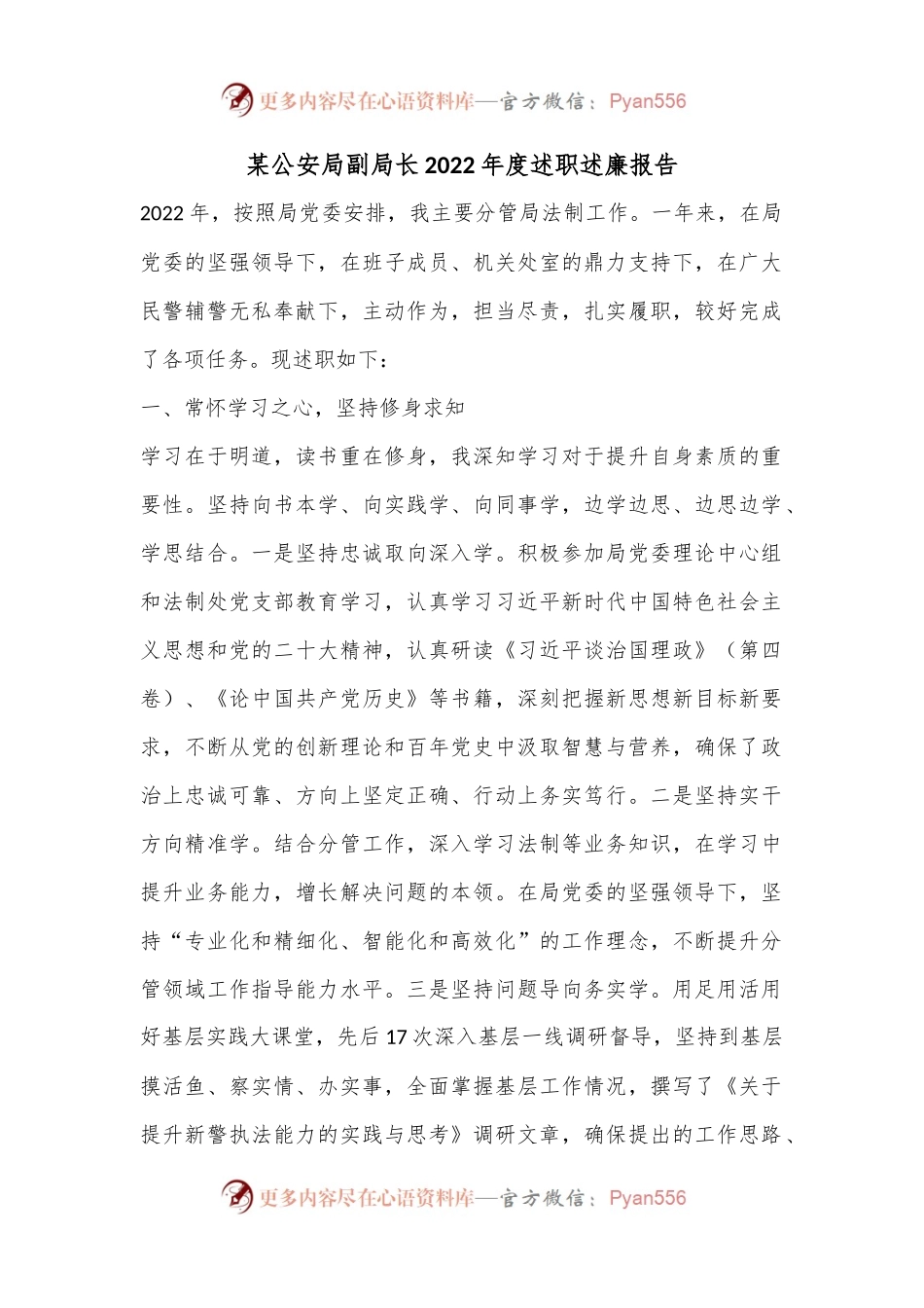 某公安局副局长2022年度述职述廉报告.docx_第1页