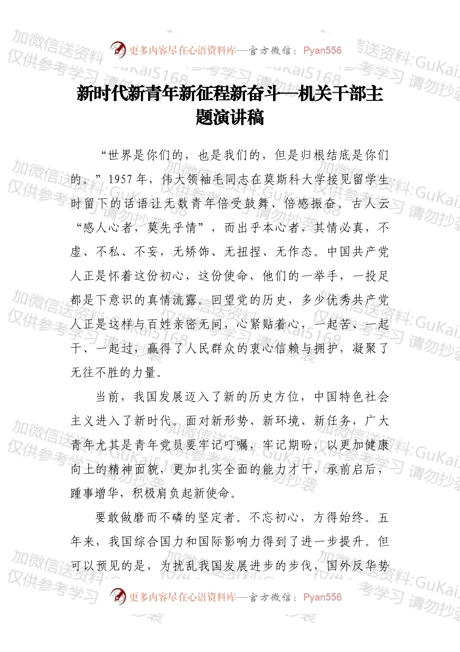 新时代新青年新征程新奋斗—机关干部主题演讲稿.docx_第1页