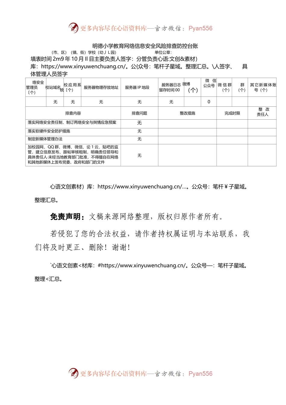 明德小学教育网络信息安全风险排查防控台账.docx_第1页