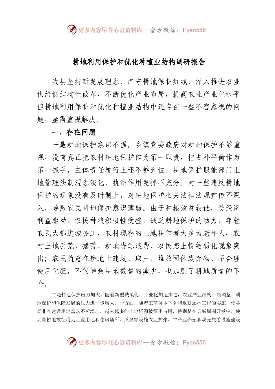 耕地利用保护和优化种植业结构调研报告.docx_第1页