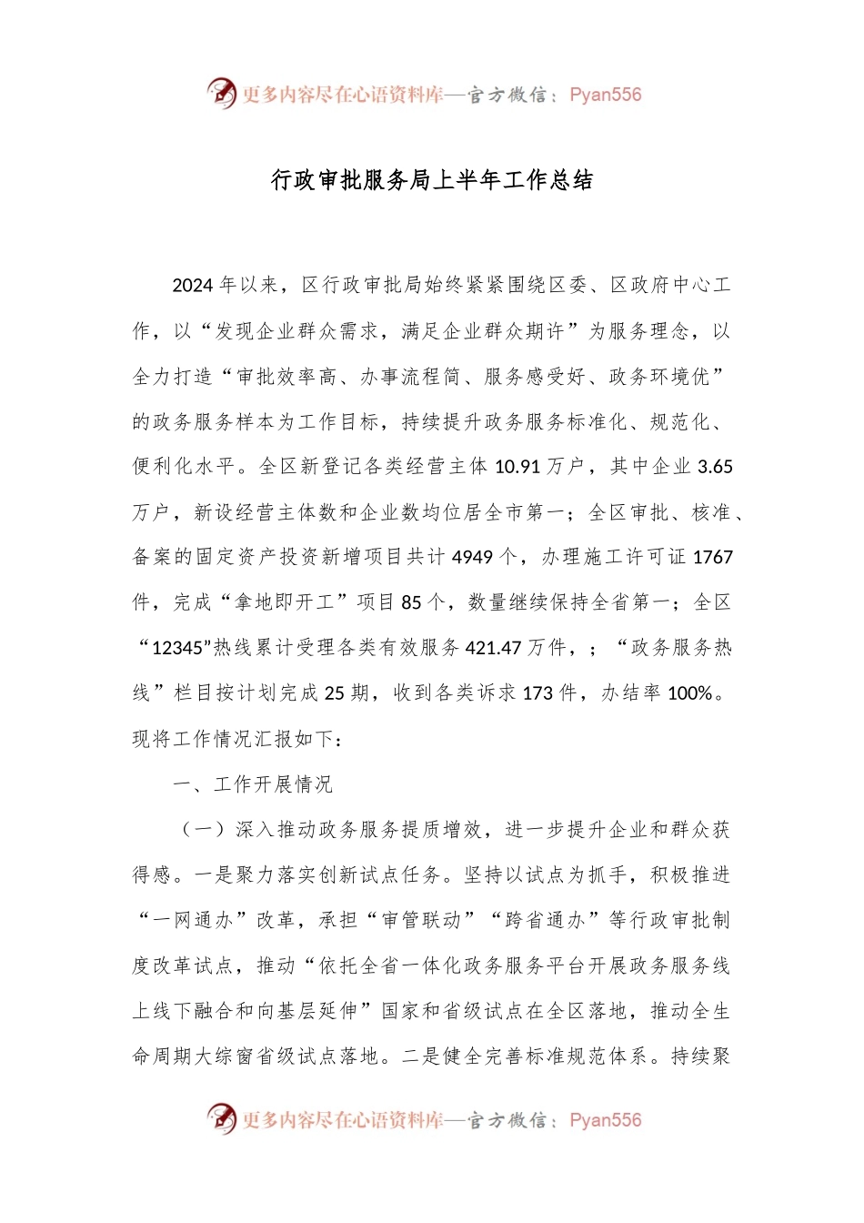 行政审批服务局上半年工作总结.docx_第1页