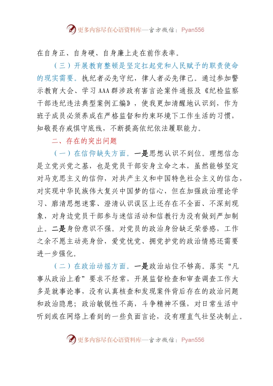 纪委常委、监委委员教育整顿党性分析报告.docx_第2页
