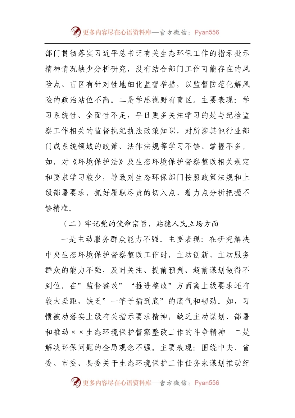 纪委书记中央生态环境保护督察整改专题民主生活会个人发言提纲.docx_第2页