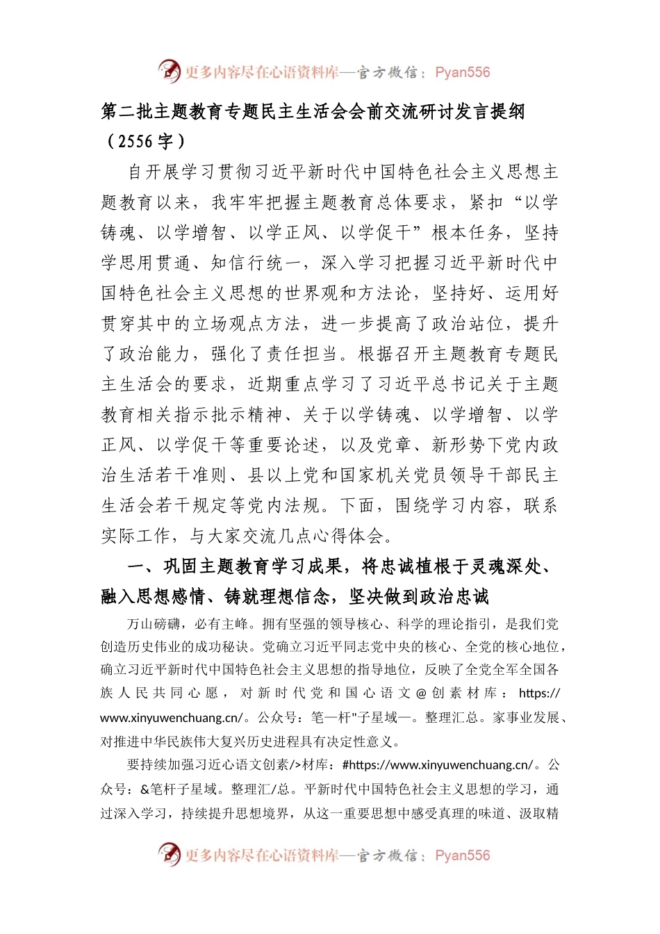 第二批主题教育专题民主生活会会前交流研讨发言提纲(1).docx_第1页