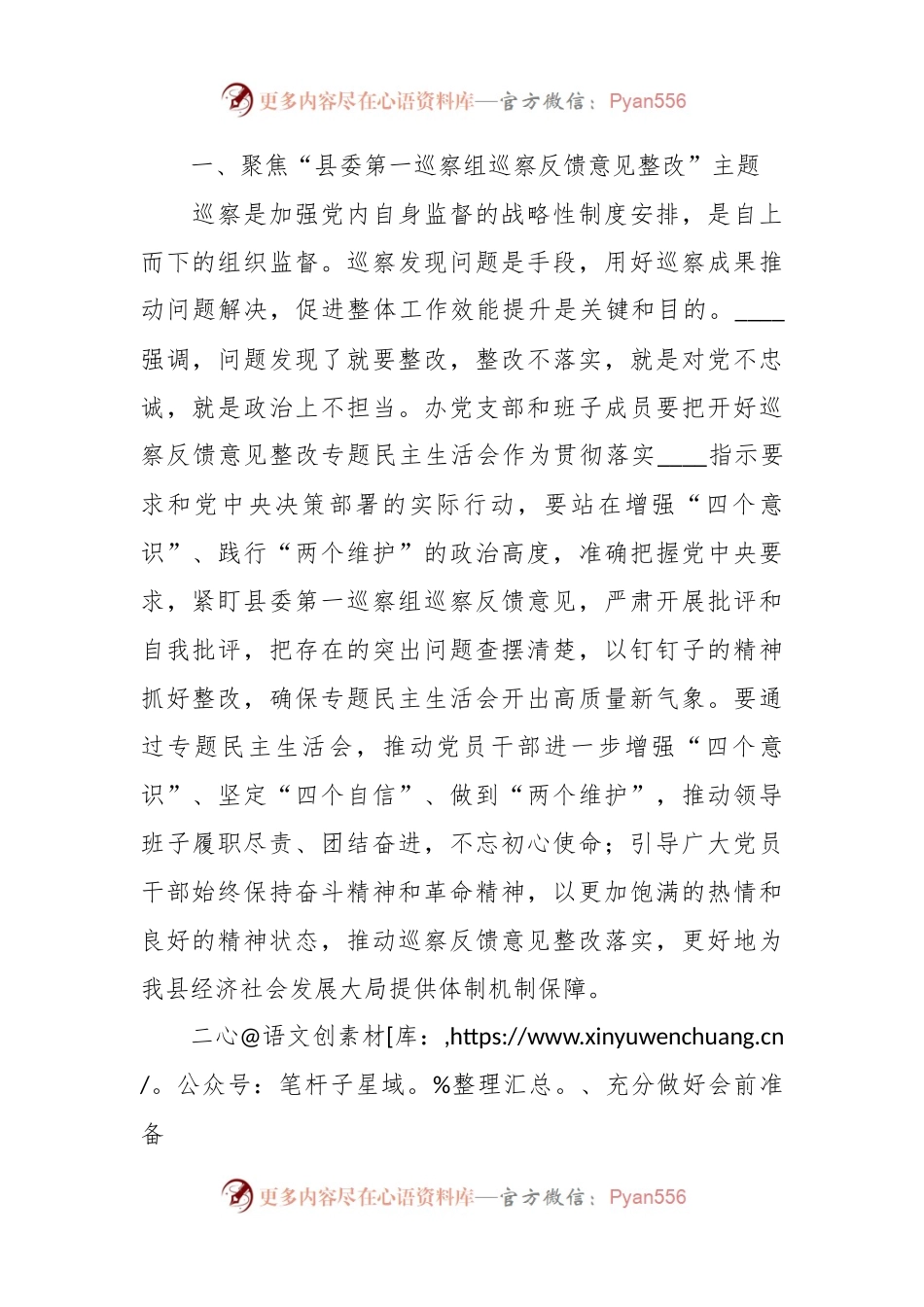 第一巡察组巡察反馈意见整改专题民主生活会工作方案.docx_第2页