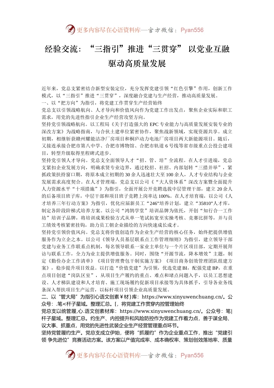 经验交流：“三指引”推进“三贯穿” 以党业互融驱动高质量发展.docx_第1页