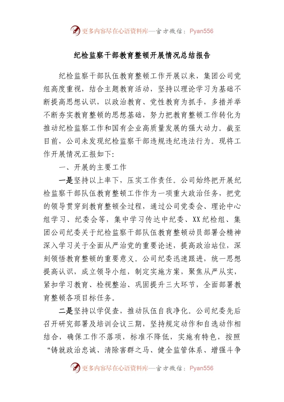 纪检监察干部教育整顿开展情况总结报告.docx_第1页