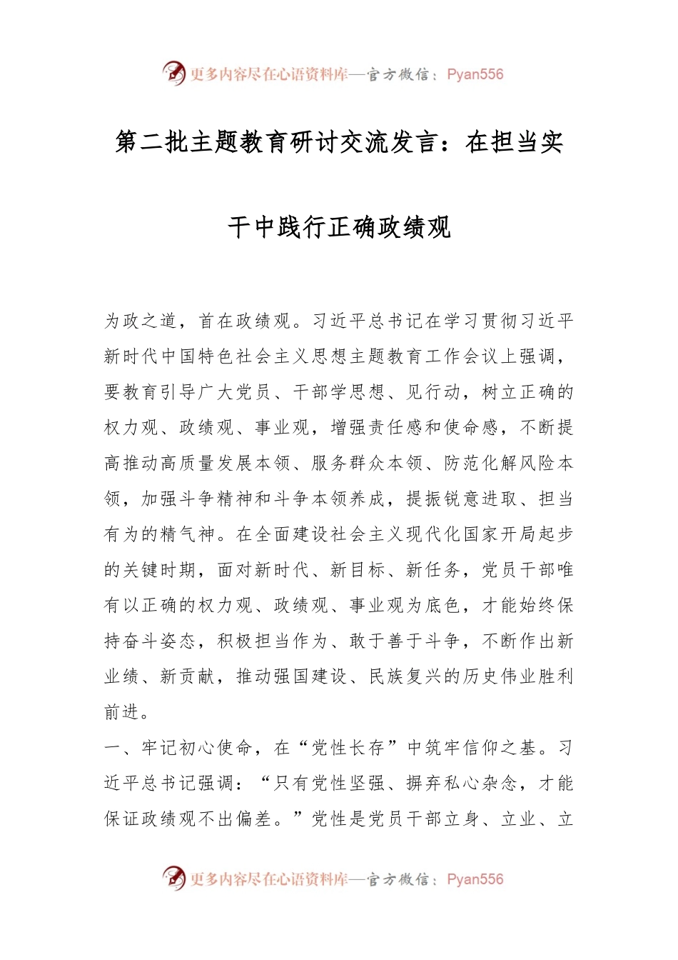 第二批主题教育研讨交流发言：在担当实干中践行正确政绩观.docx_第1页