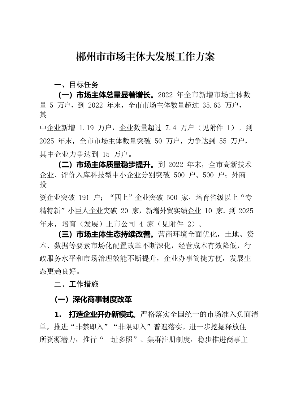 郴州市人民政府办公室关于印发《郴州市市场主体大发展工作方案》的通知.docx_第2页