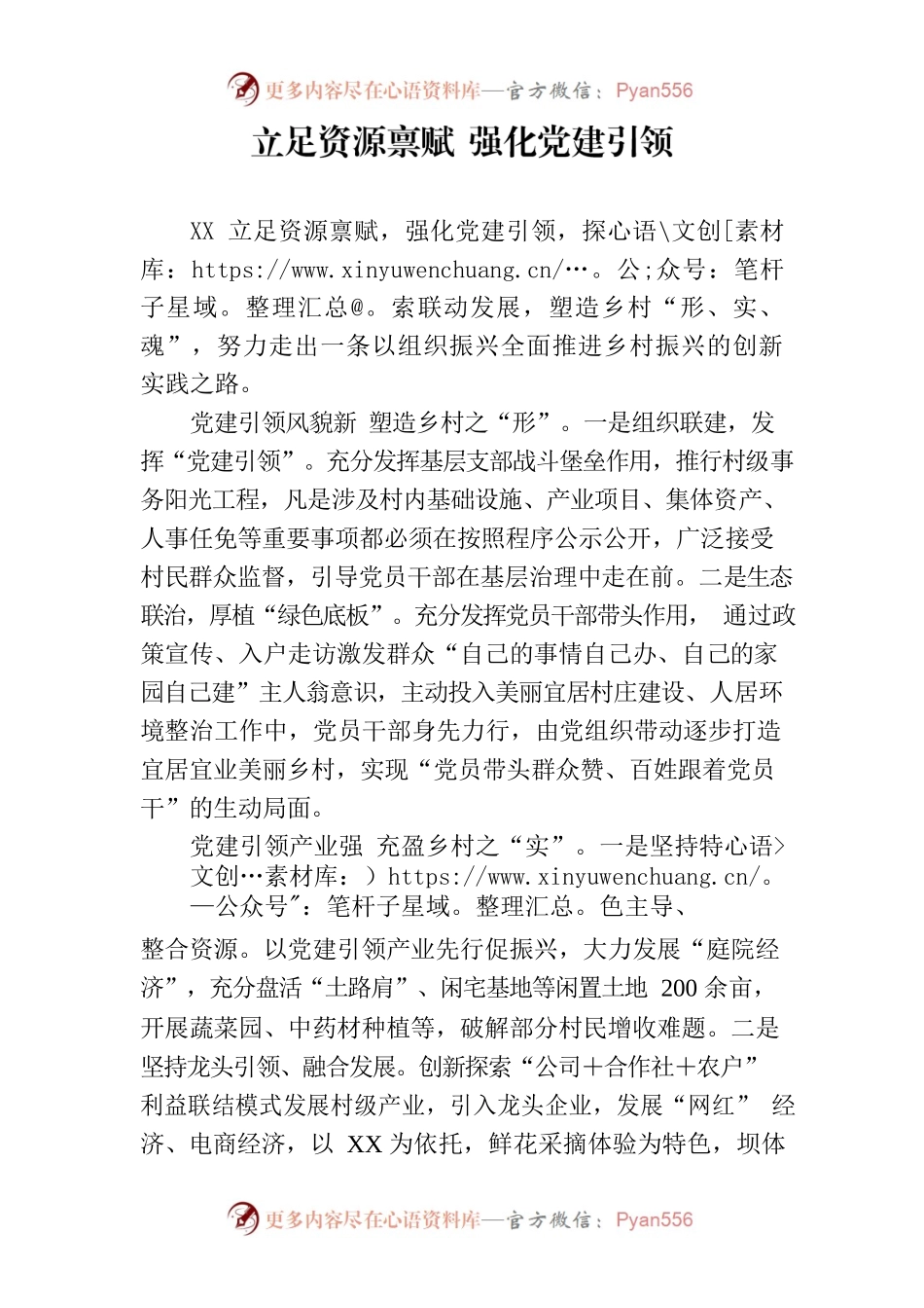 立足资源禀赋 强化党建引领.docx_第1页