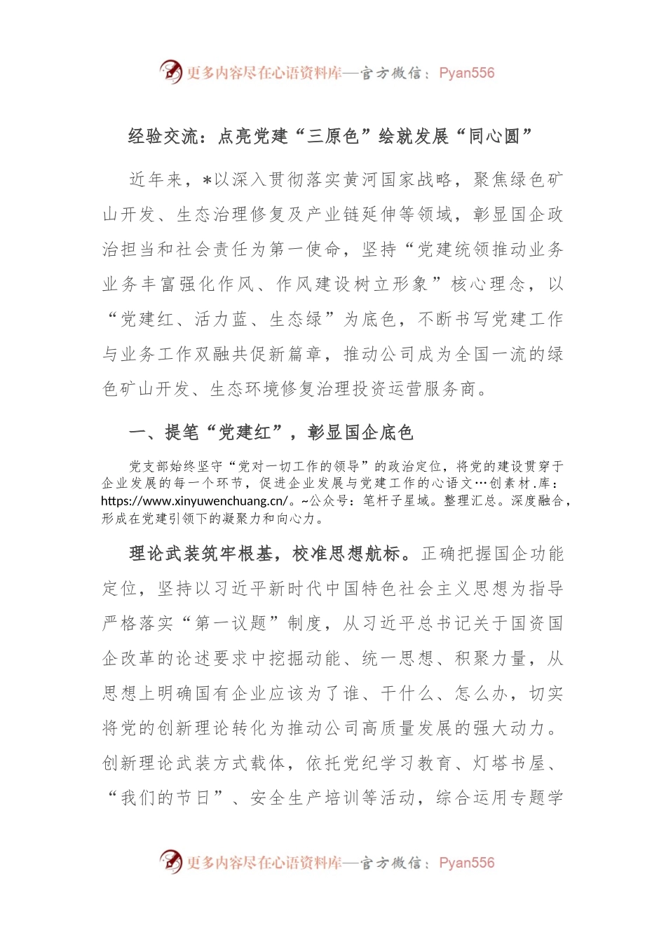 经验交流：点亮党建“三原色” 绘就发展“同心圆”.docx_第1页