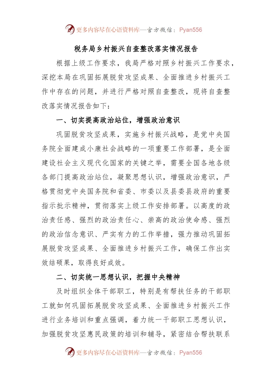 税务局乡村振兴自查整改落实情况报告.docx_第1页