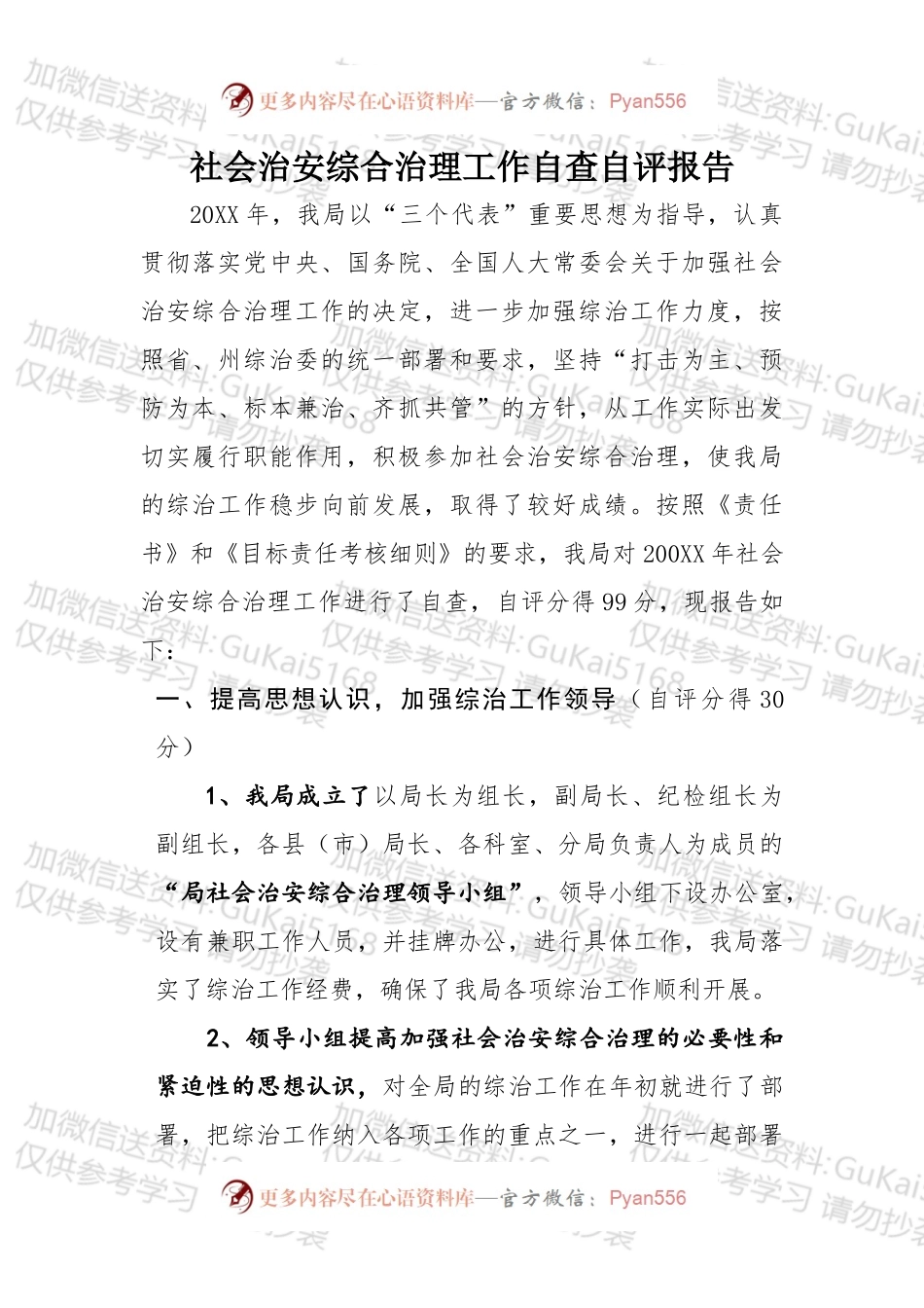 社会治安综合治理工作自查自评报告.docx_第1页