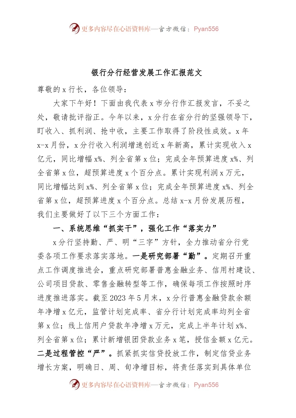 银行分行经营发展工作汇报总结报告.docx_第1页