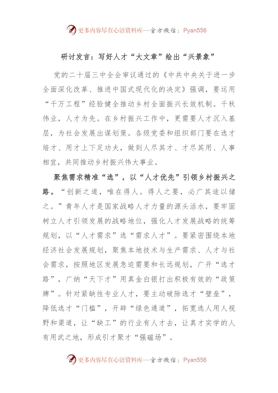 研讨发言：写好人才“大文章” 绘出“兴景象”.docx_第1页