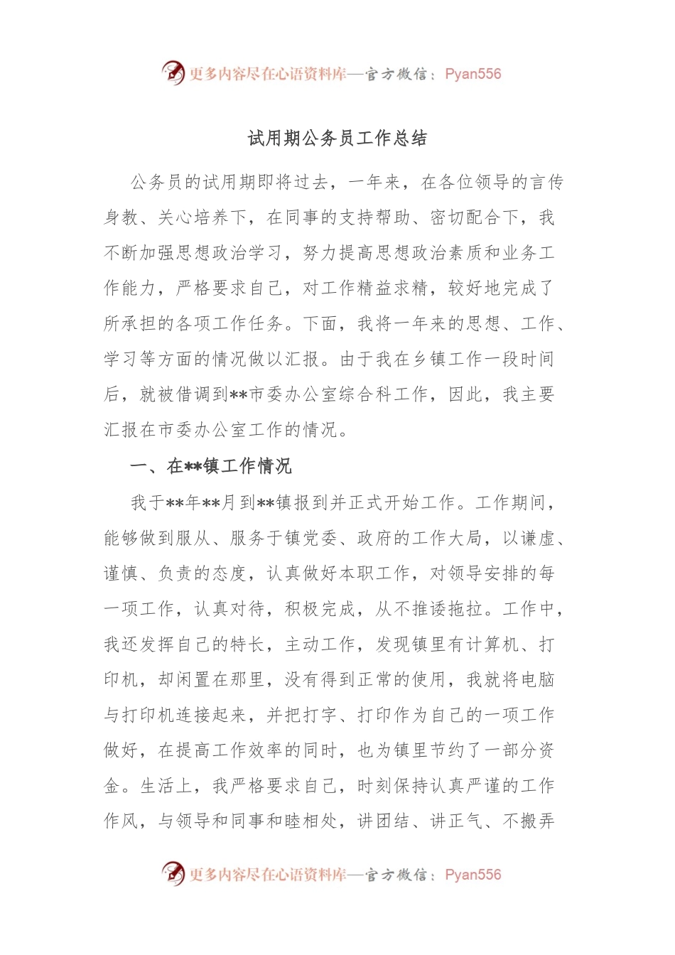 试用期公务员工作总结.docx_第1页