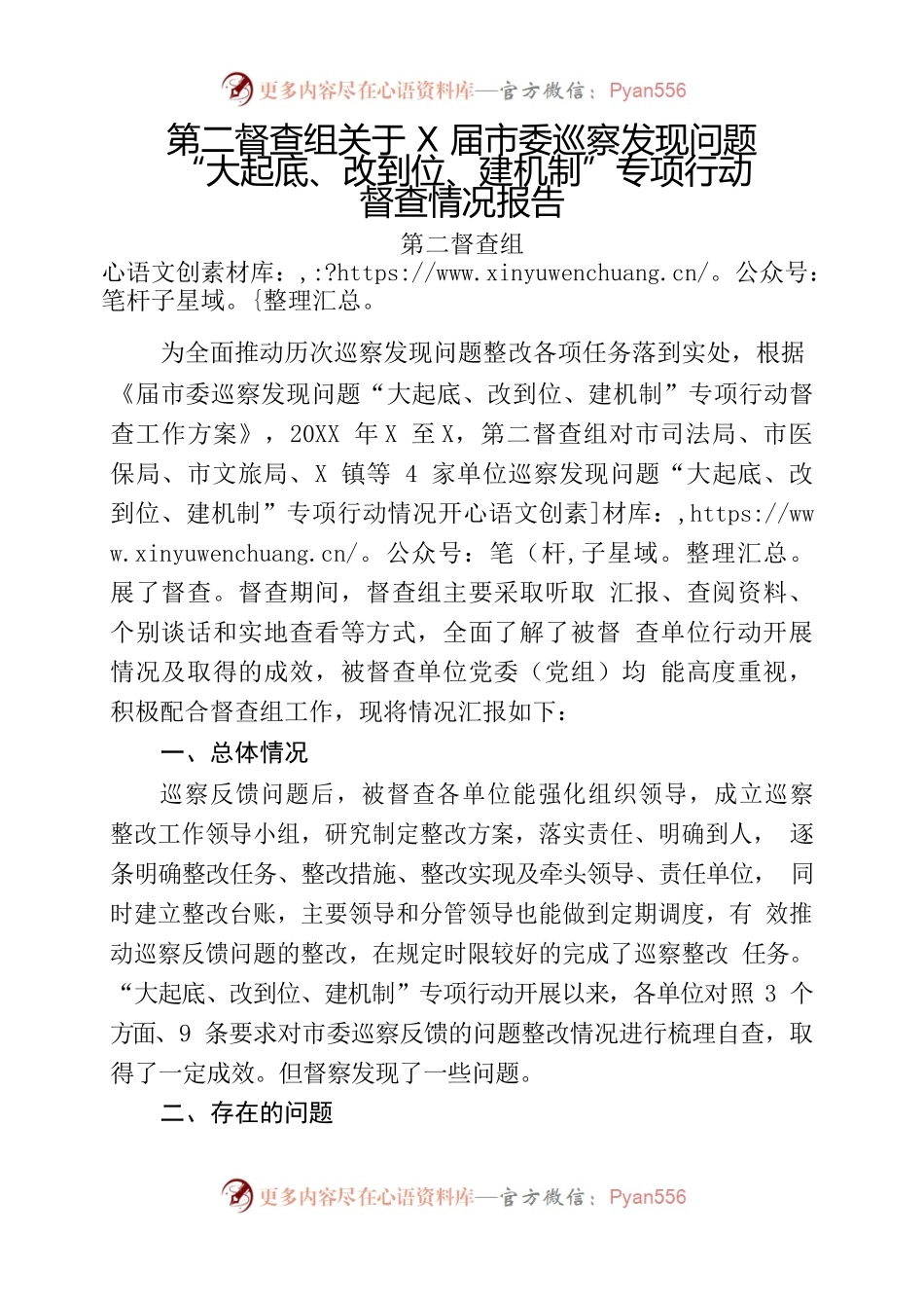 第二督查组关于市委巡察发现问题整改报告.docx_第1页