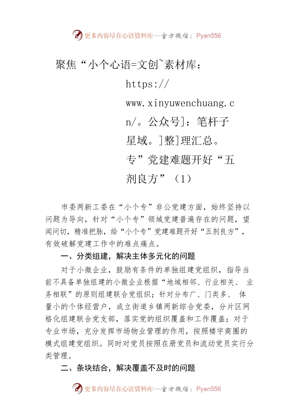 聚焦“小个专”党建难题开好“五剂良方”（1）.docx_第1页