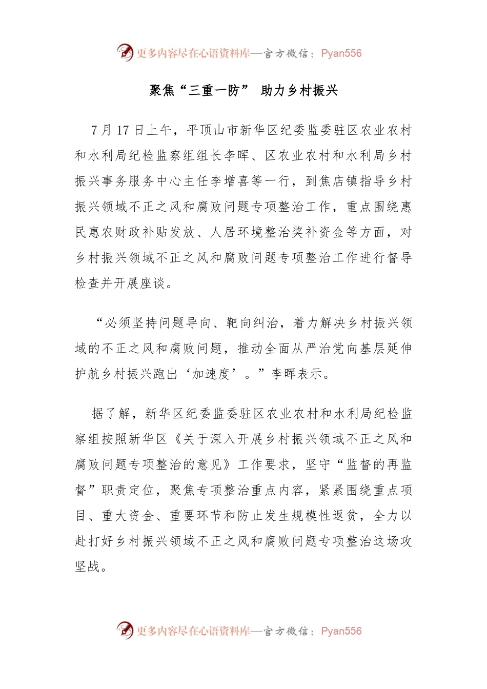聚焦“三重一防” 助力乡村振兴.docx_第1页