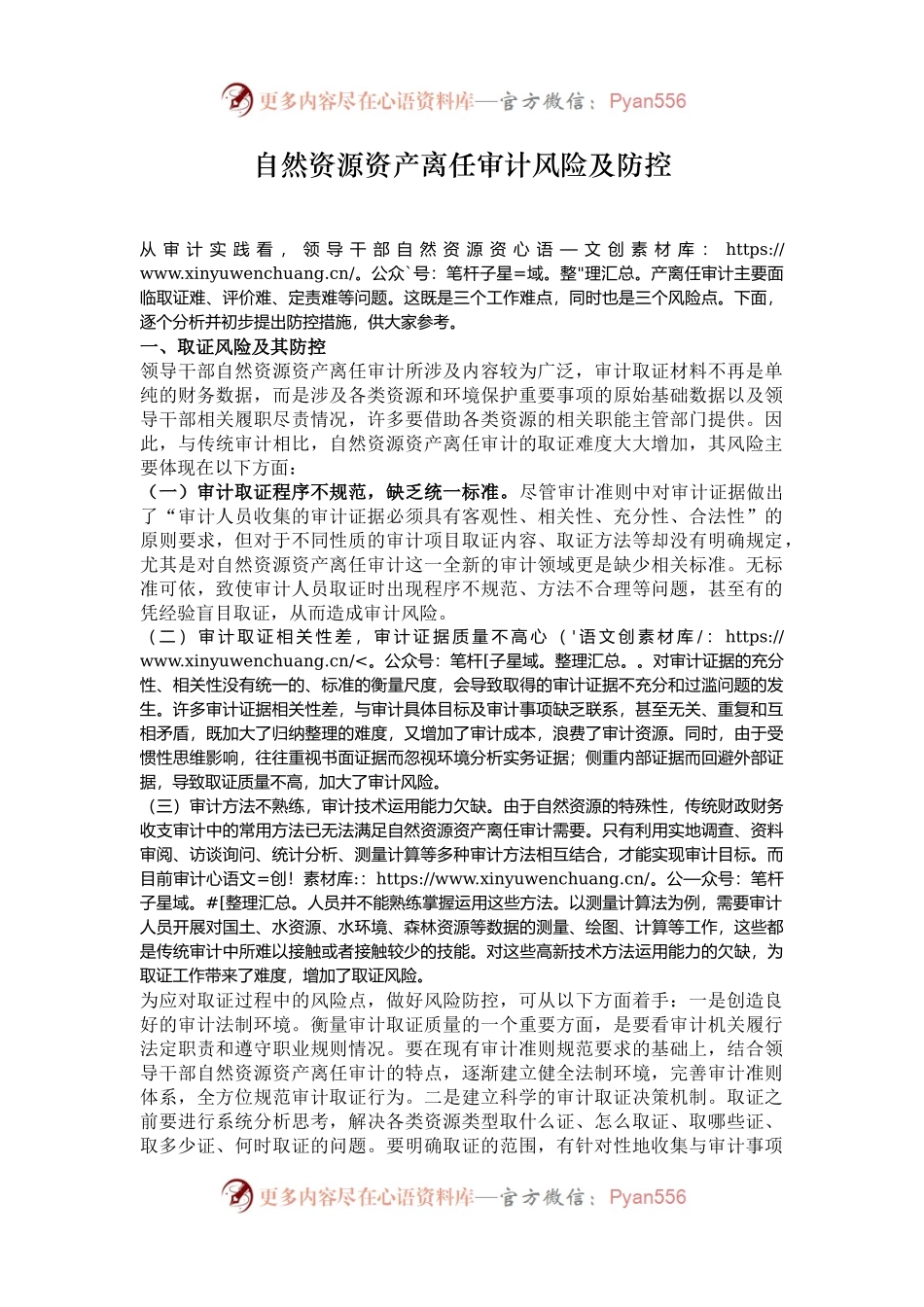 自然资源资产离任审计风险及防控.docx_第1页