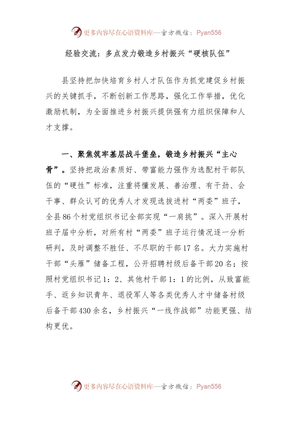 经验交流：多点发力锻造乡村振兴“硬核队伍”.docx_第1页