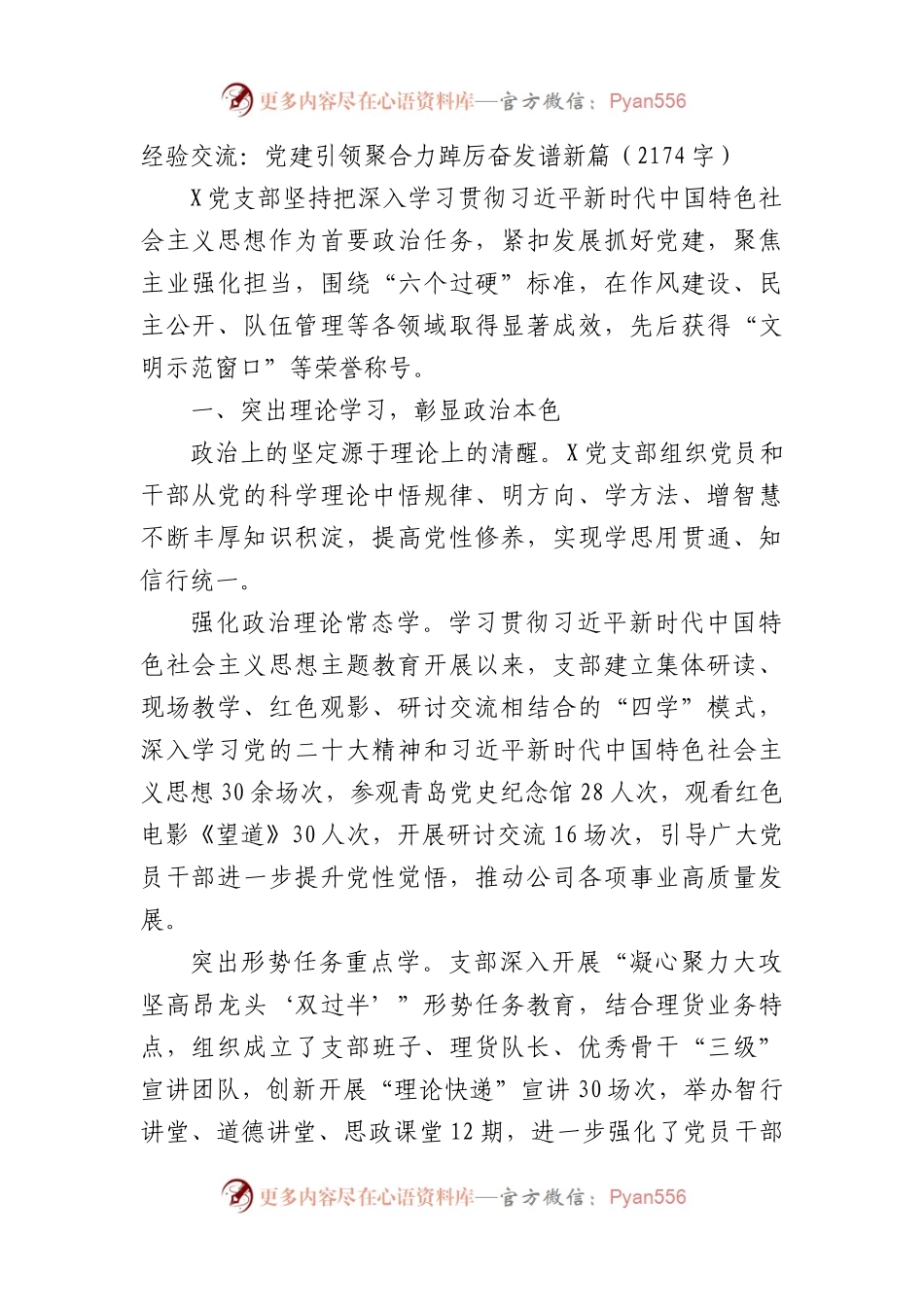 经验交流：党建引领聚合力踔厉奋发谱新篇.docx_第1页