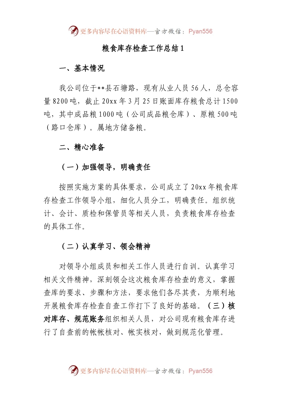 粮食库存检查工作总结.docx_第1页