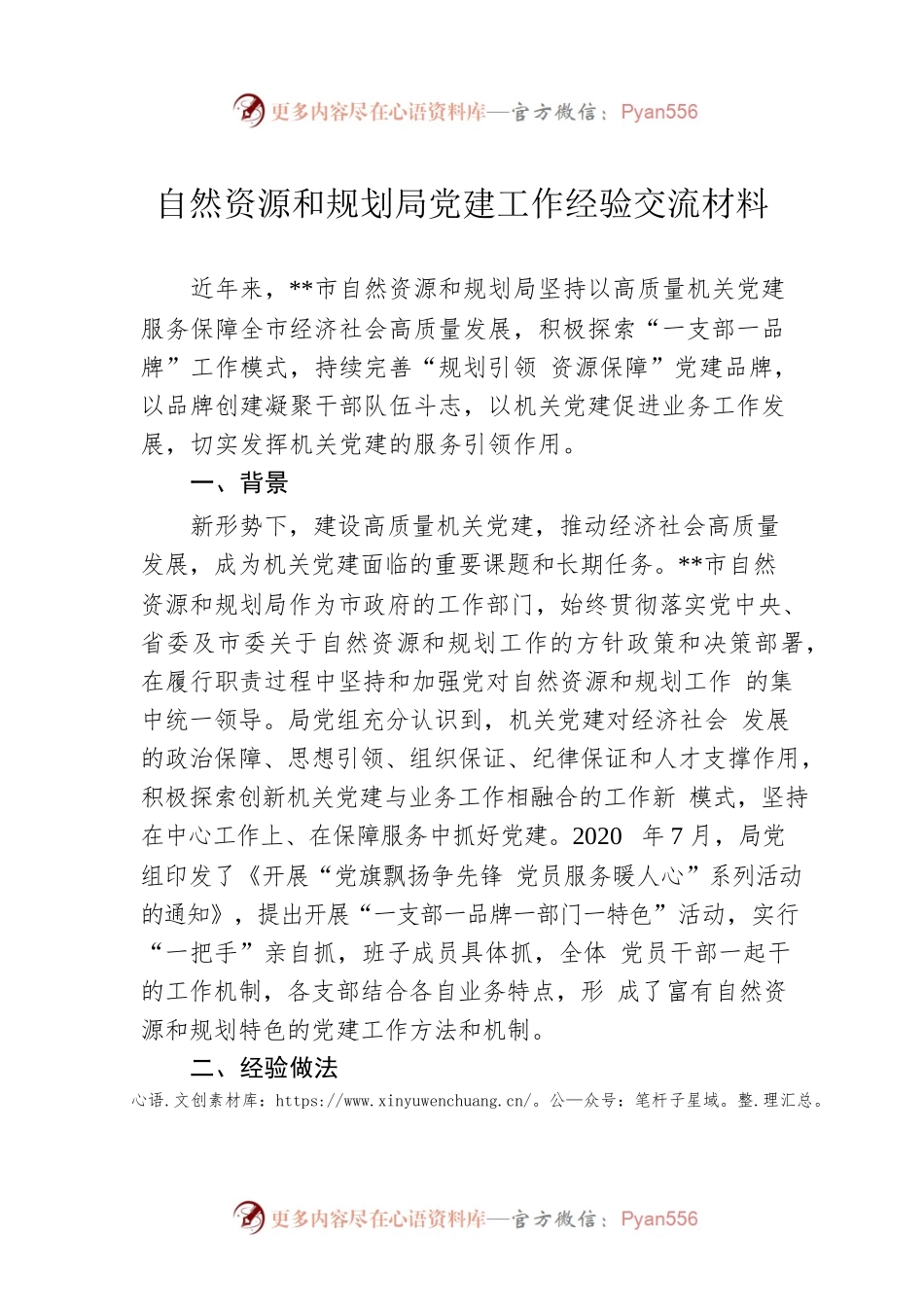 自然资源和规划局党建工作经验交流材料.docx_第1页