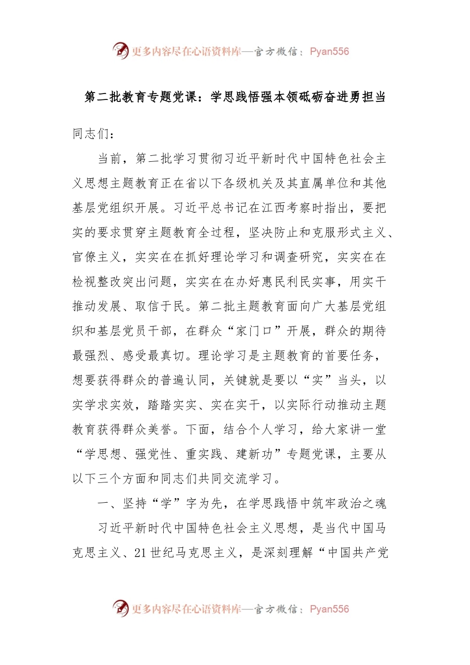 第二批教育专题党课：学思践悟强本领砥砺奋进勇担当.docx_第1页