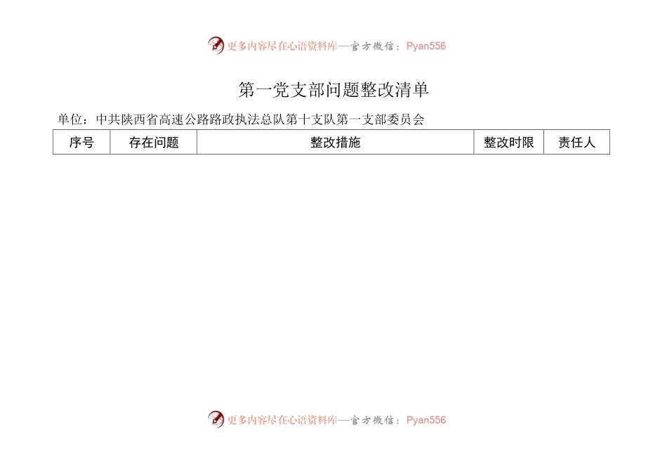 第一党支部问题清单(组织生活会).docx_第1页