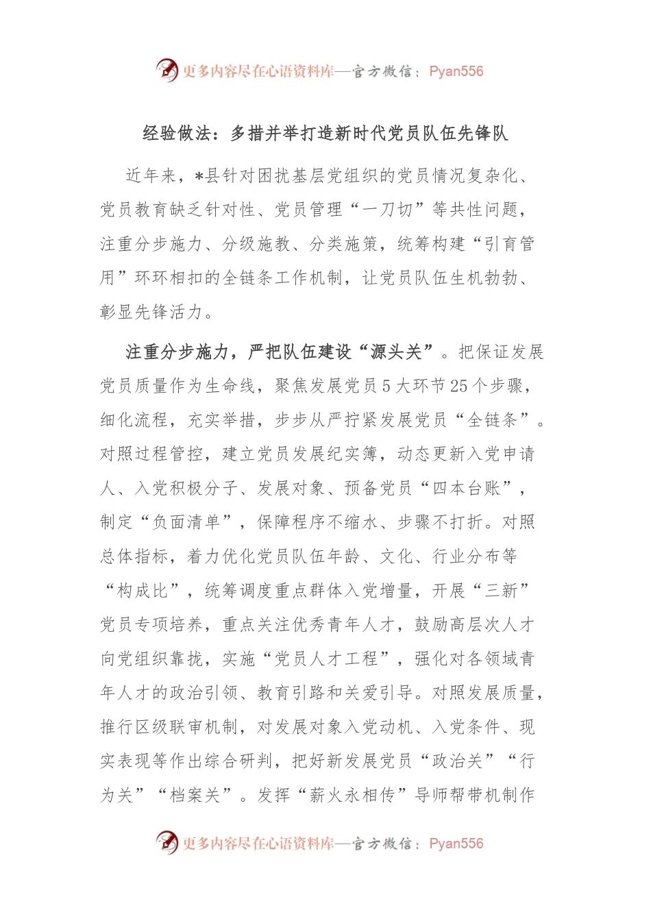 经验做法：多措并举打造新时代党员队伍先锋队.docx_第1页