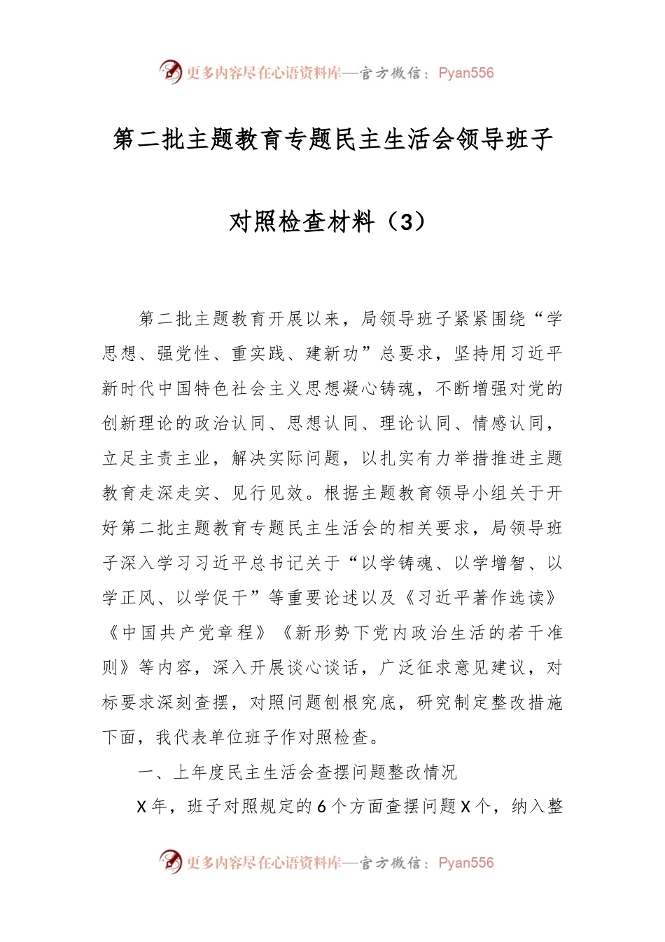 第二批主题教育专题民主生活会领导班子对照检查材料（3）.docx_第1页