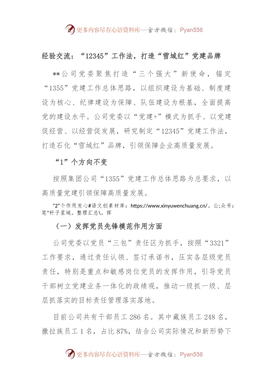 经验交流：“12345”工作法，打造“雪域红”党建品牌.docx_第1页